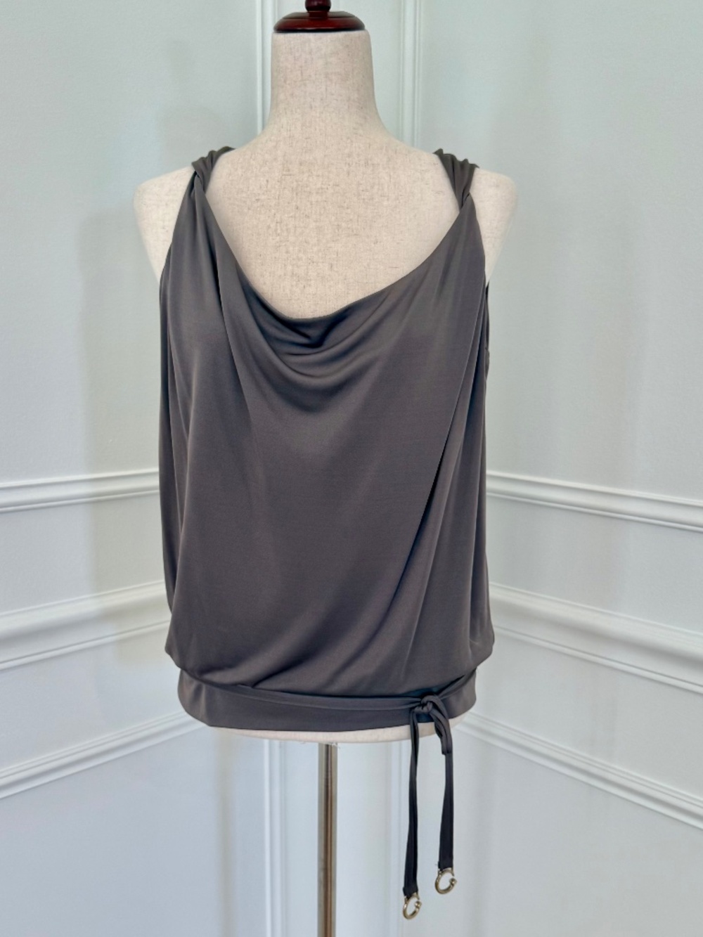 GUCCI Cowl Neck Top with Gold GG Belt